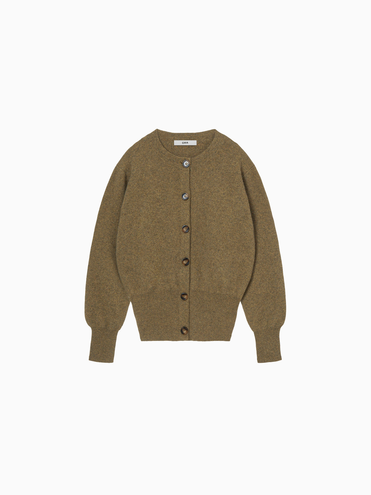 100% Cashmere Double-knit Cardigan Khaki Brown