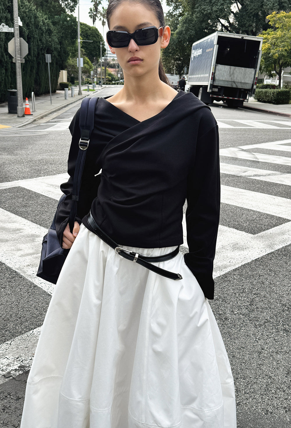 Draped Hooded Top