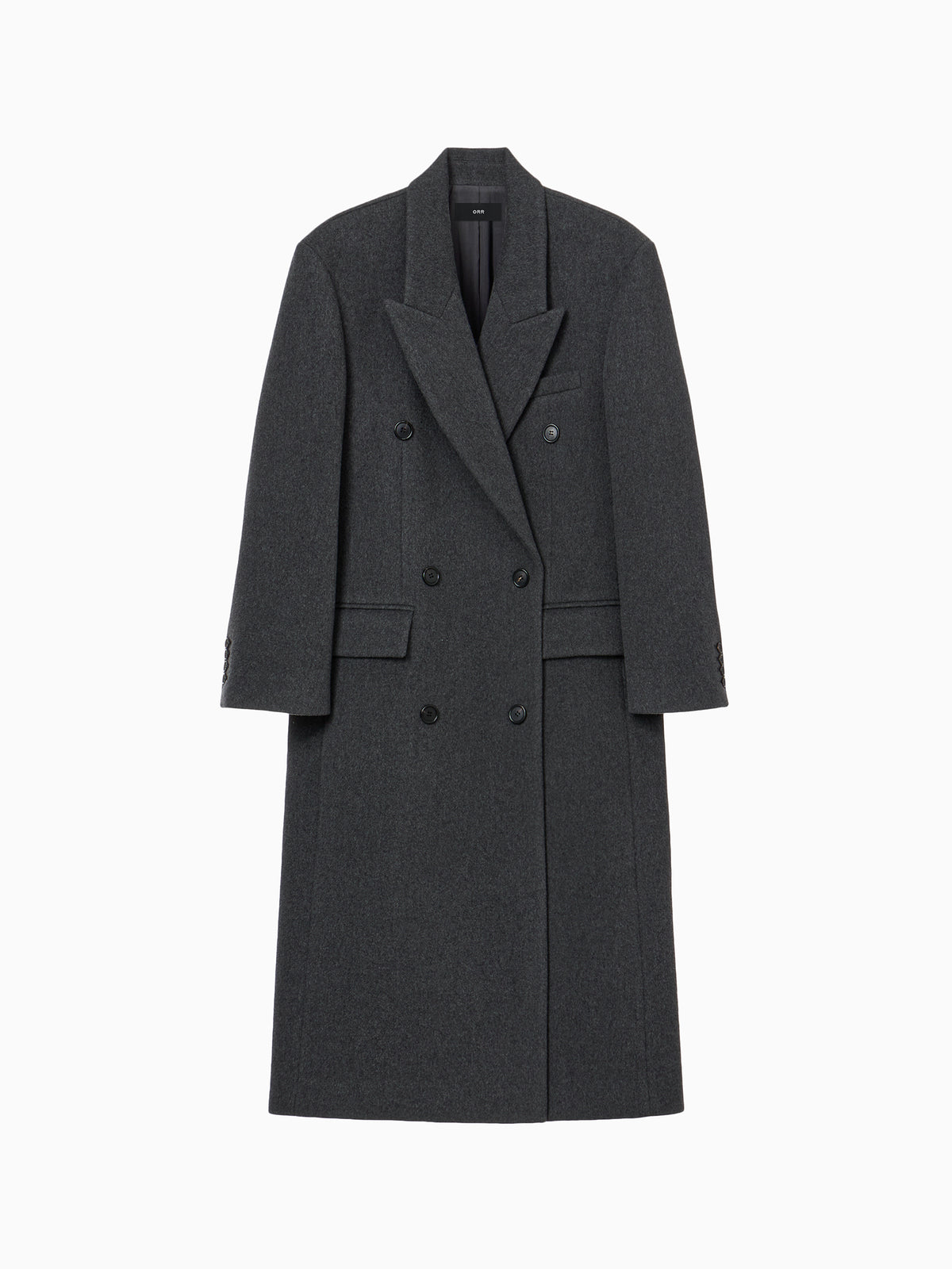Double Tailored Long Coat Charcoal