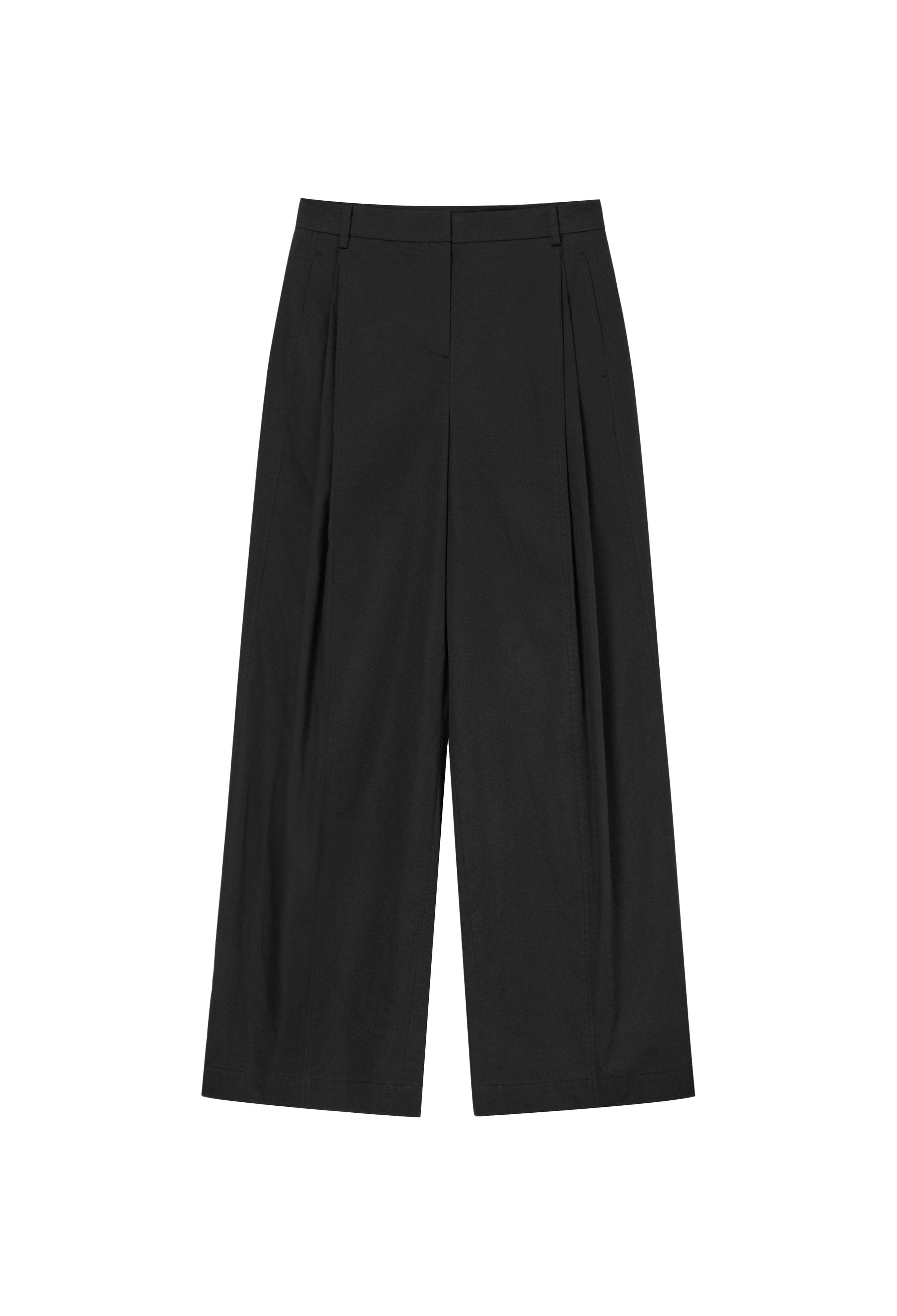 Cotton Pintuck Trousers Black