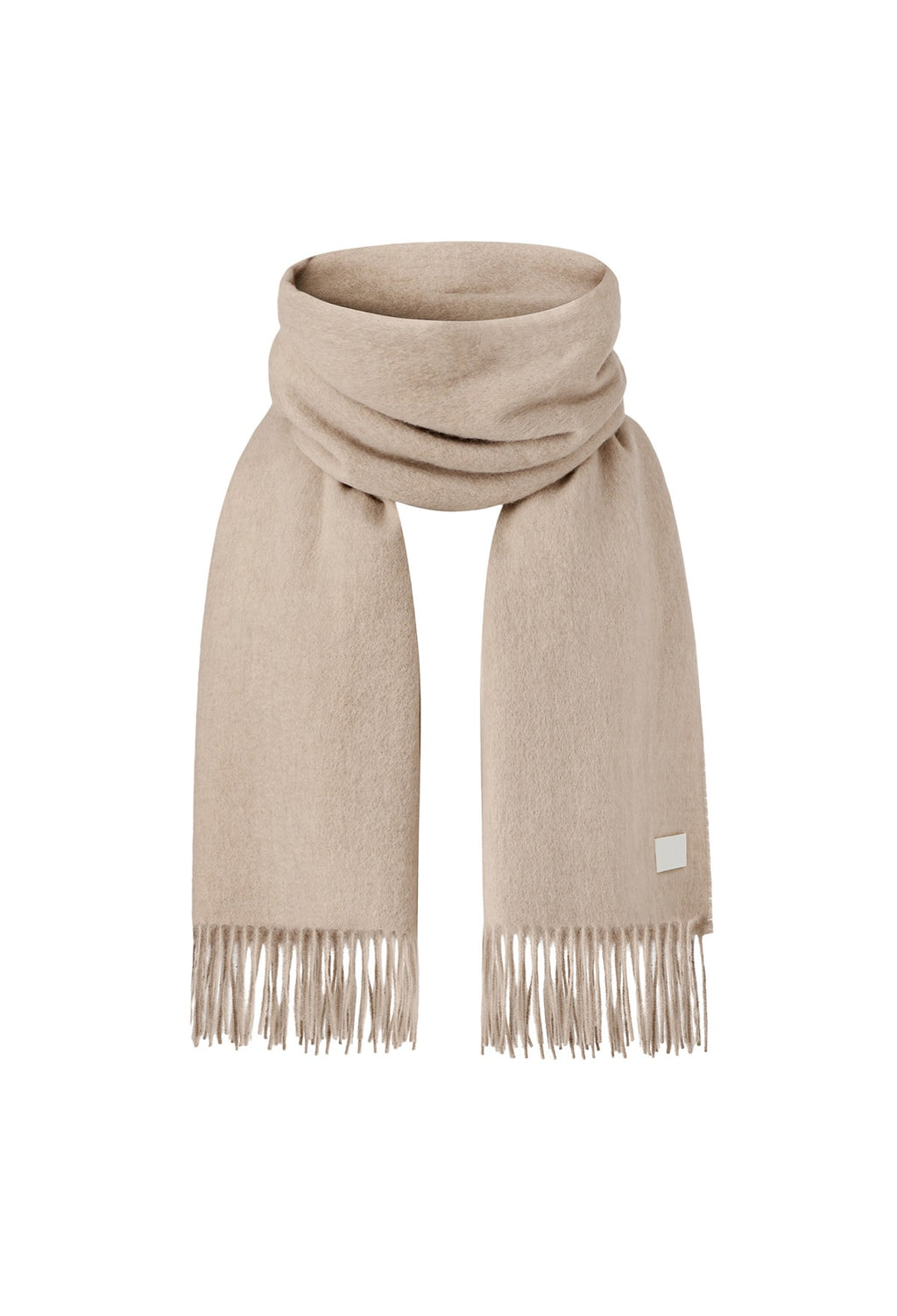 Lambswool Fringe Muffler Beige