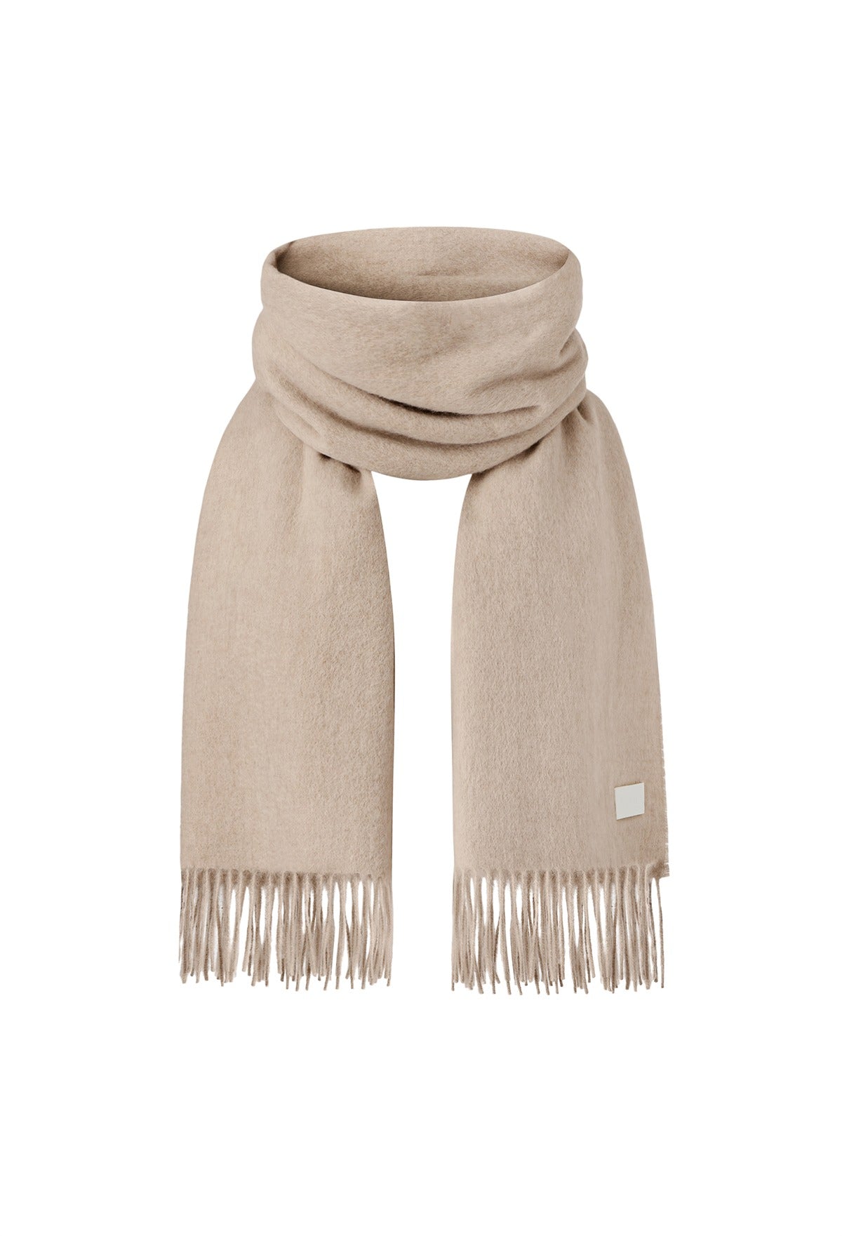Lambswool Fringe Muffler Beige