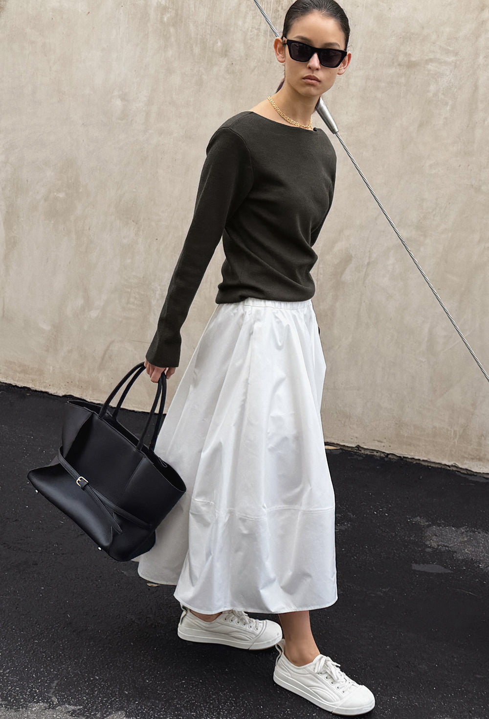 Washable Wool Cotton Knit Khaki