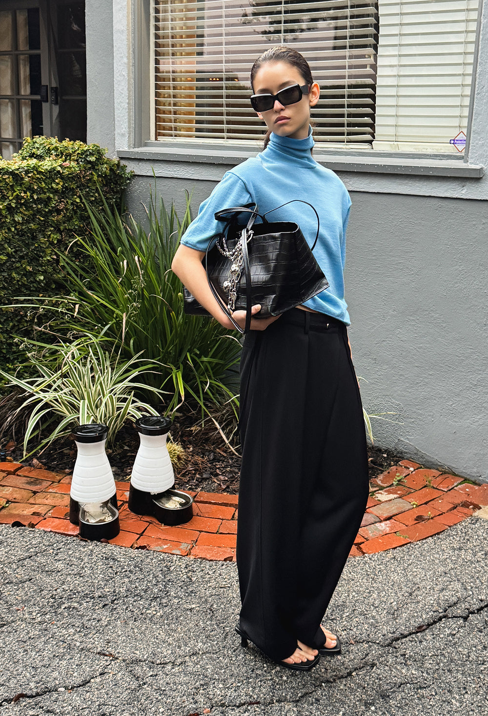 Wool Wrap Trousers Black
