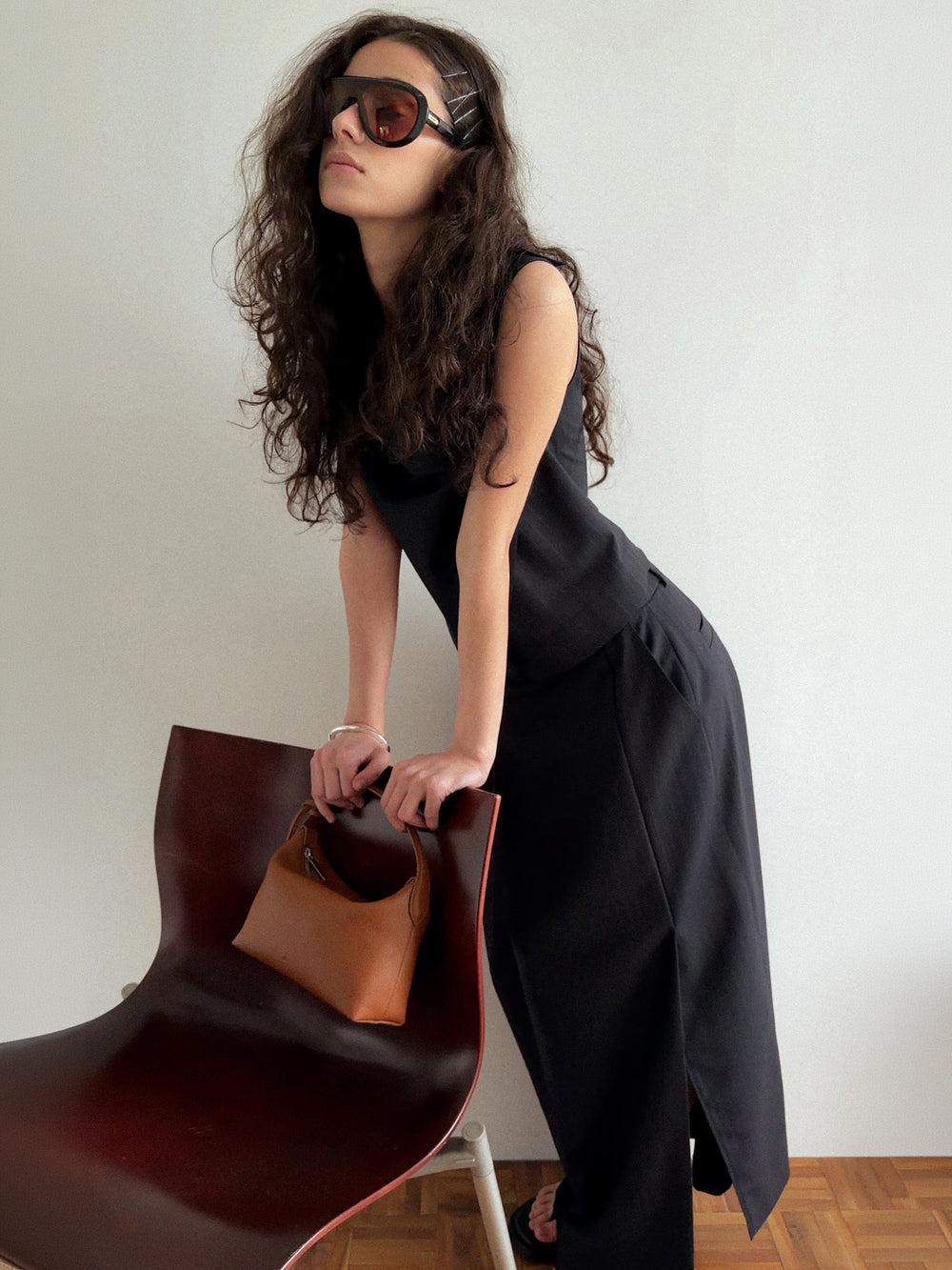 Tilted Pencil Skirt Navy