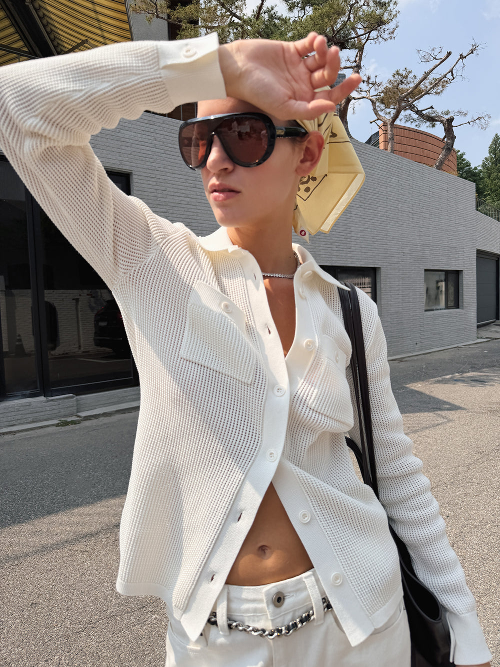 플로우 피케 니트 아이보리
