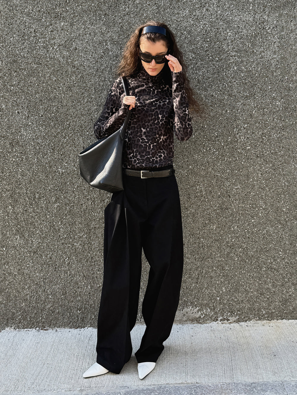 Cotton Volume Tuck Pants Black