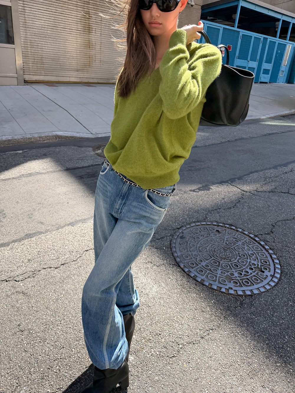 Cashmere 100 V-neck Knit Olive