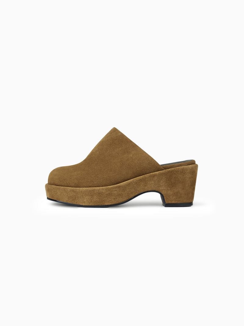 Leather Clogs Khaki Brown