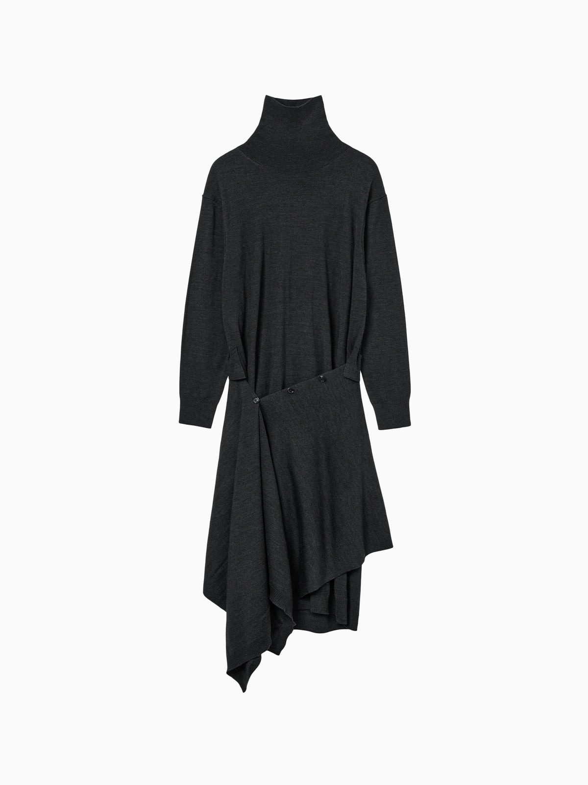 Wool blend knit dress charcoal