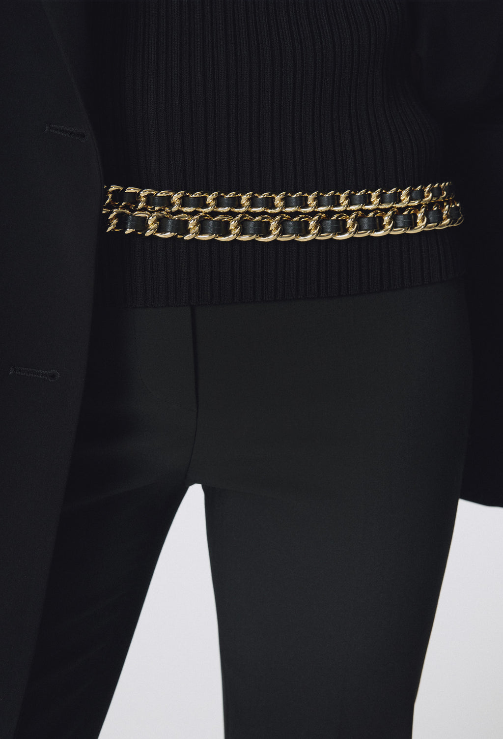 Rock Chain Belt Black Gold