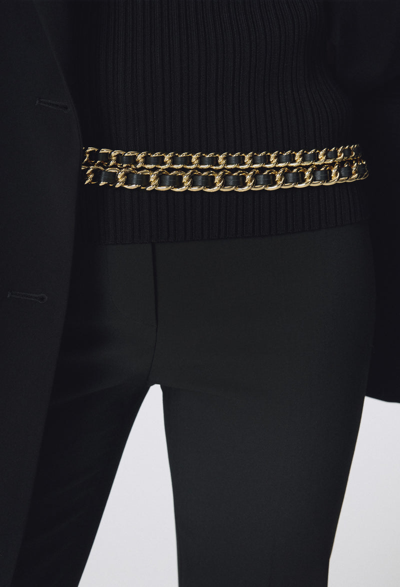 Rock Chain Belt Black Gold