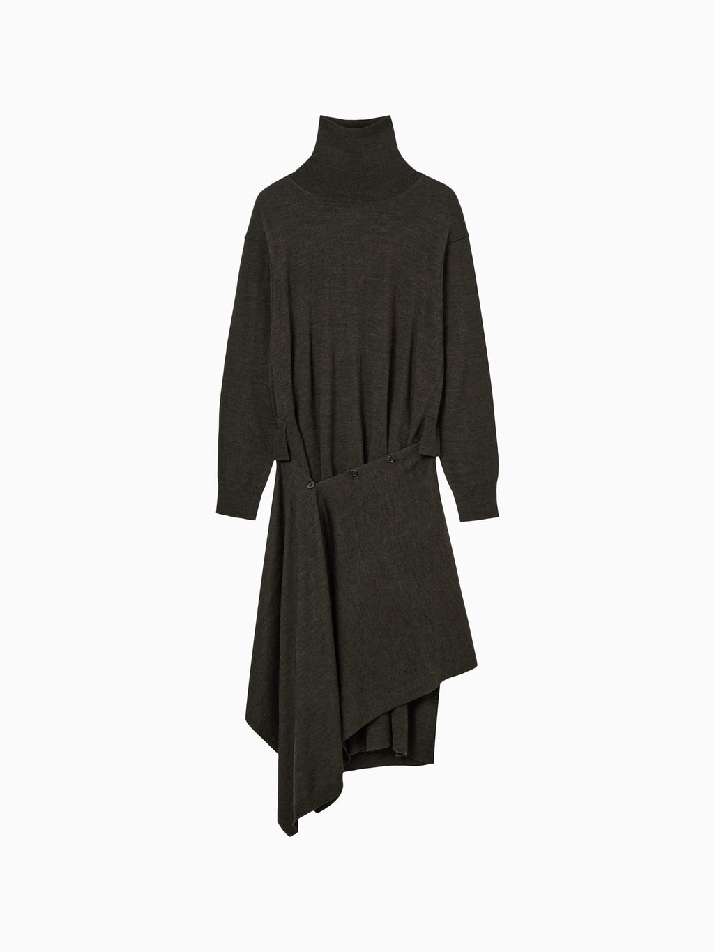 Wool blend knit dress khaki