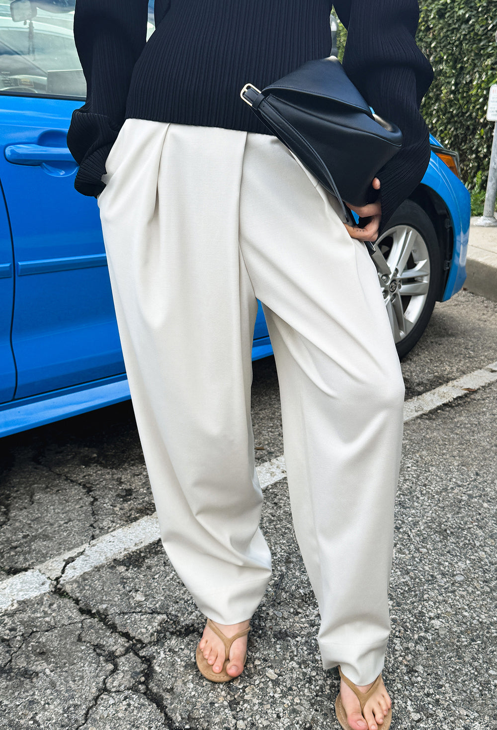 Wool Wrap Trousers Light Beige
