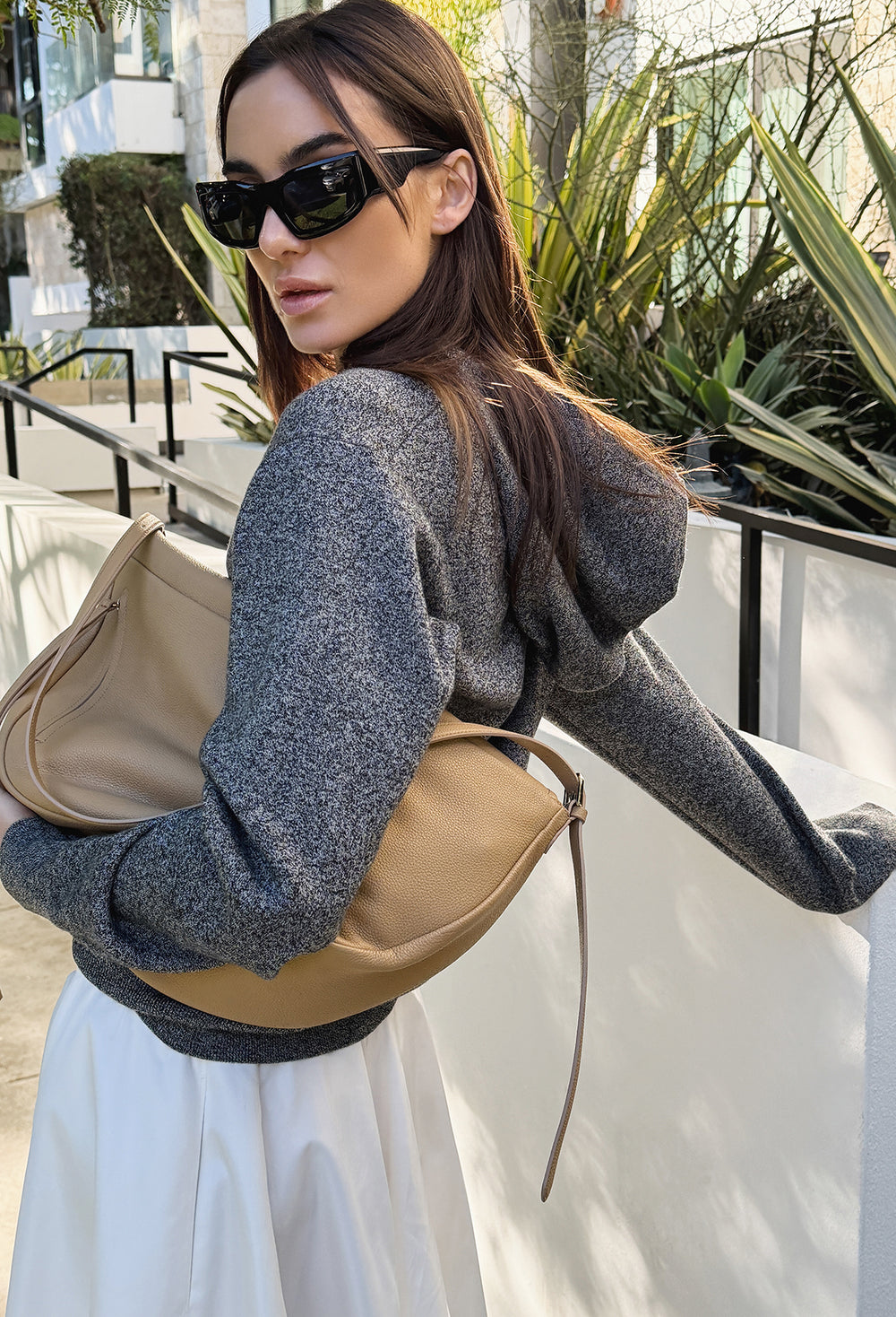 Washable Wool Cotton Hooded Knit Melan Black