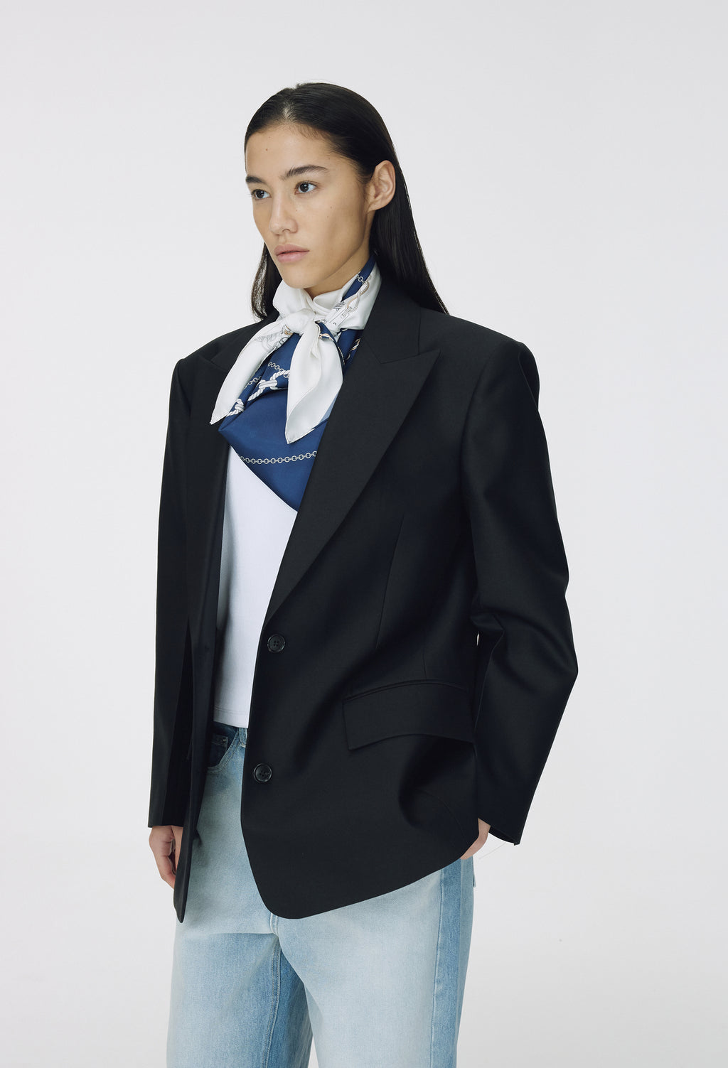 울 테일러드 블레이저 블랙