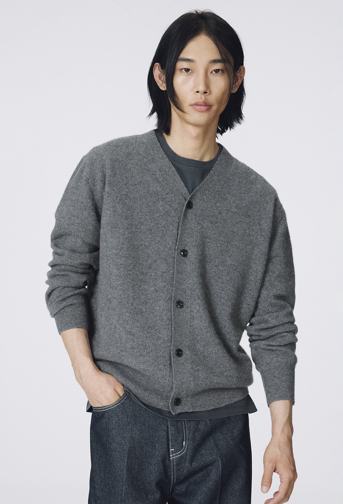 Cashmere 100 Boy Cardigan Gray