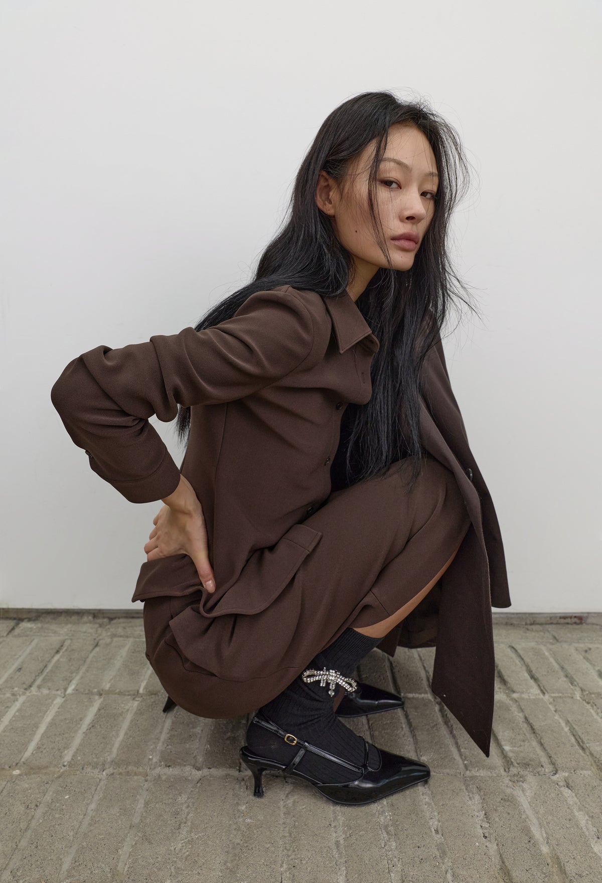High-density Slim-Fit Shirt Brown