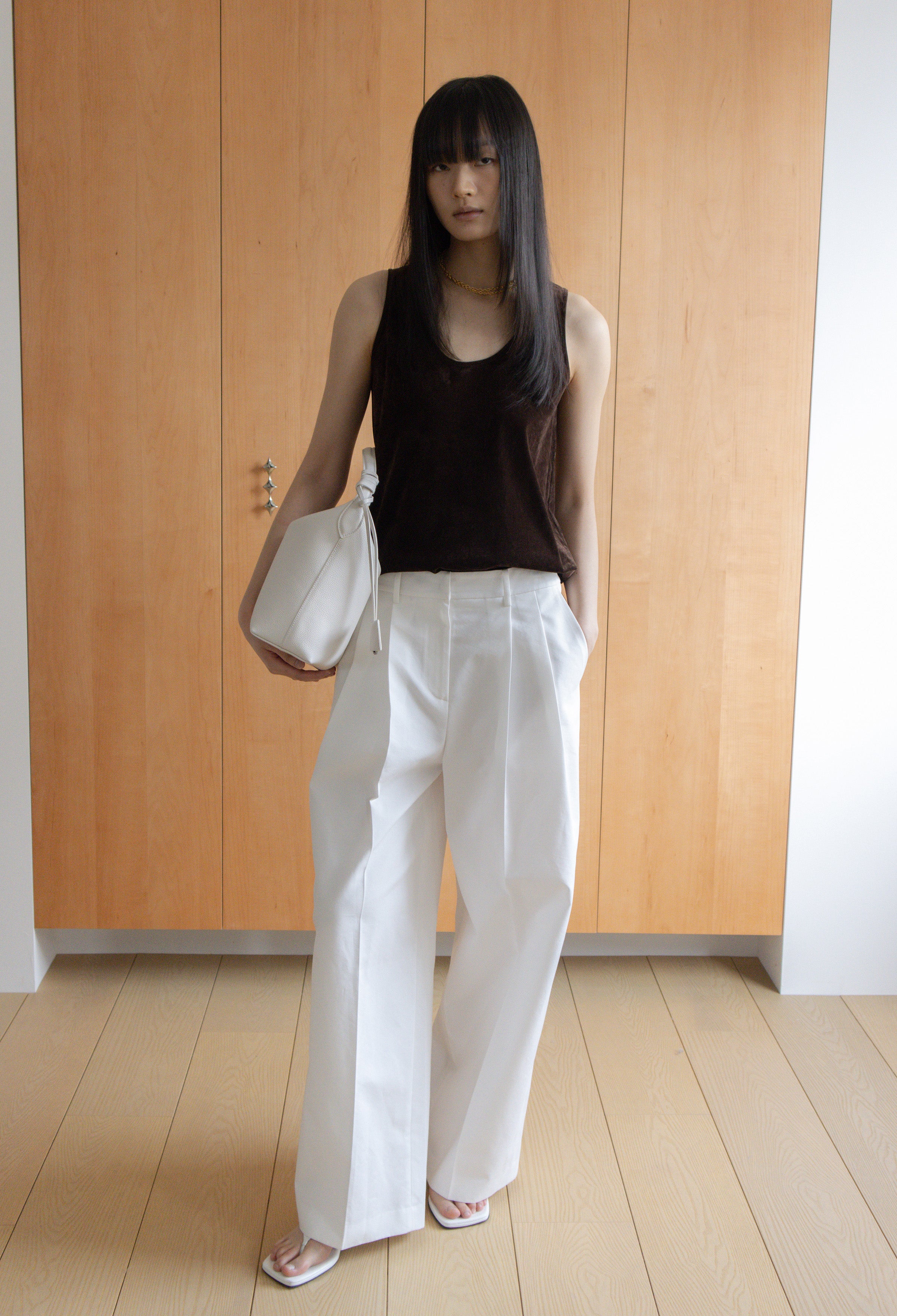 Velour Sleeveless Top Brown