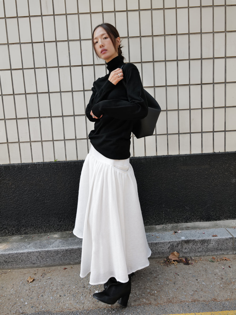Wool Blend Turtleneck Knit Black