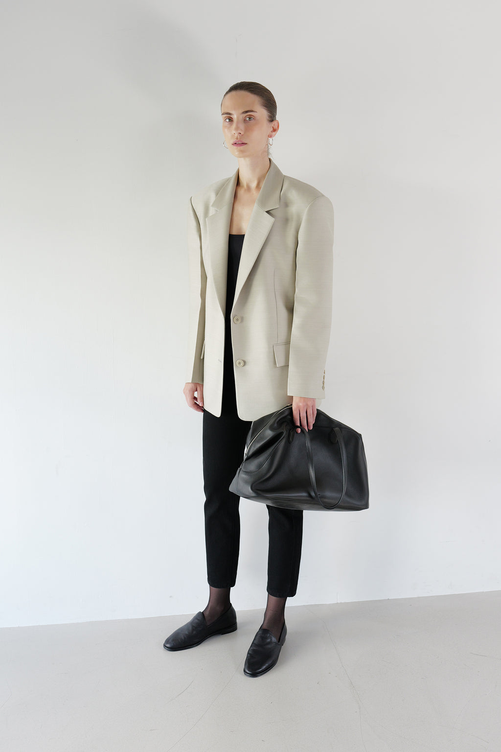Wool Silk Blazer Light Gray