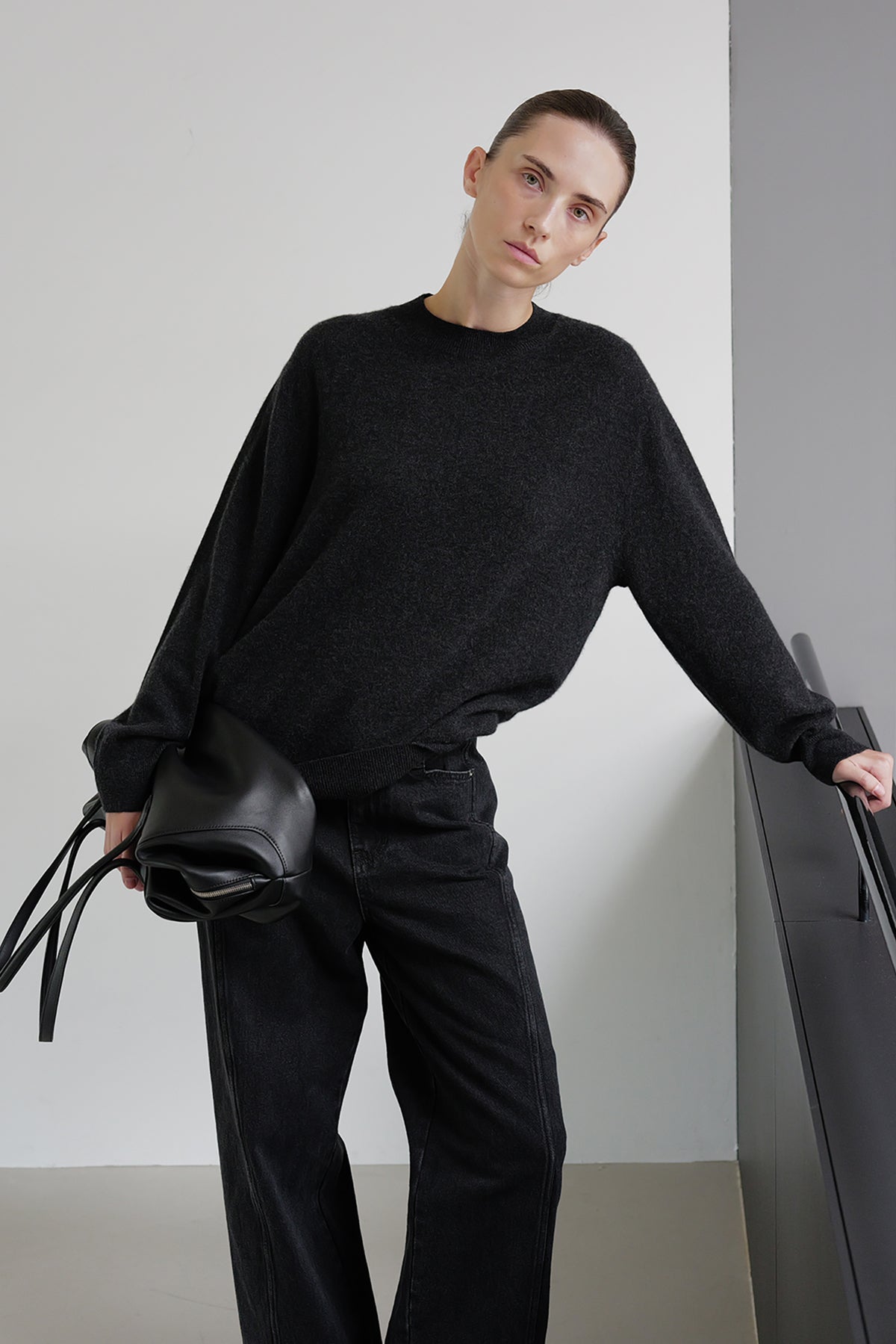 Cashmere 100 Overfit Pullover Charcoal