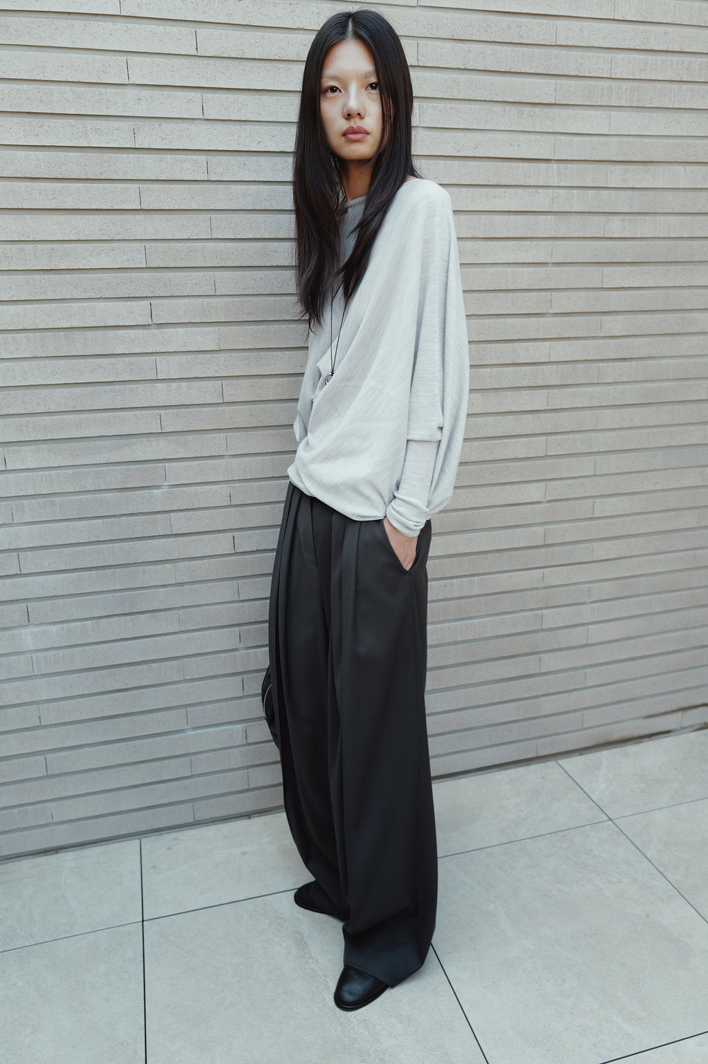 Washable 100% Wool Pullover Light Gray