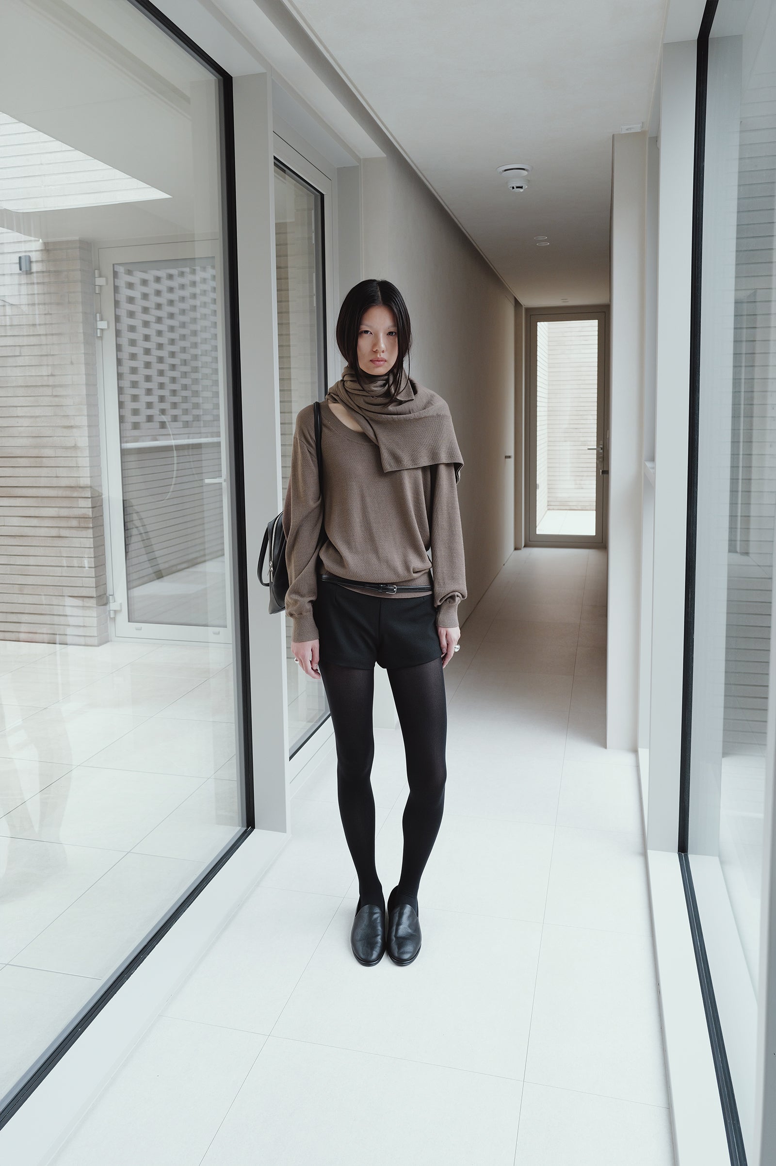Washable 100% Wool U-Neck Pullover Taupe