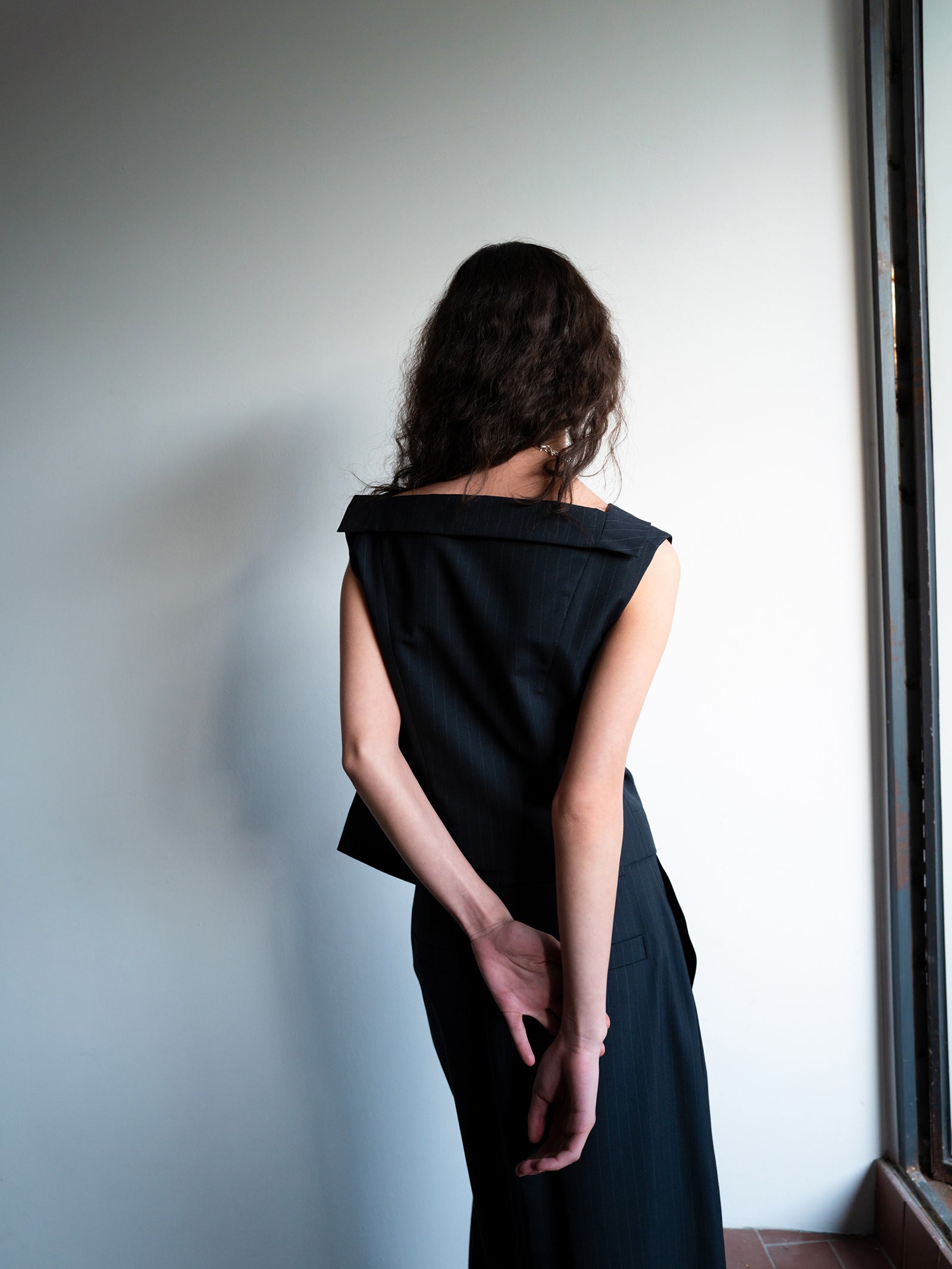 Tilted Cowl Vest Navy