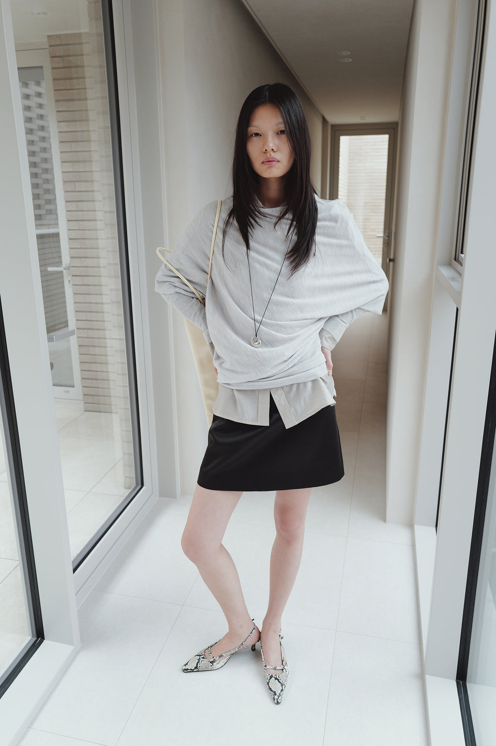 Washable 100% Wool Pullover Light Gray