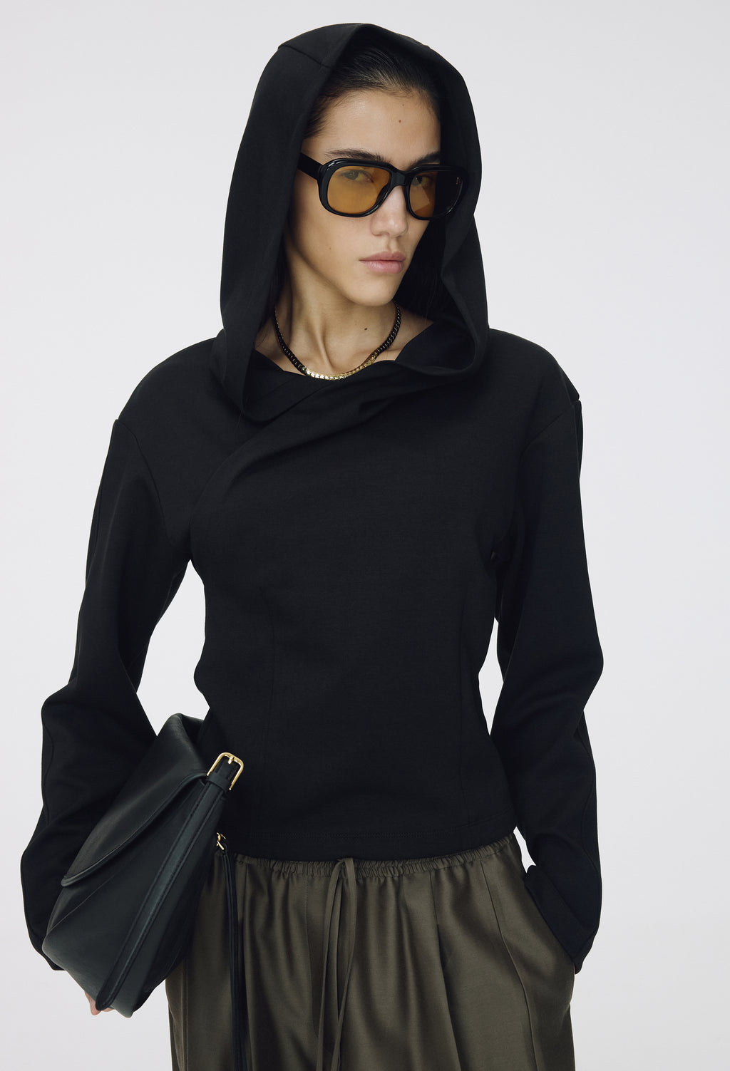 Draped Hooded Top