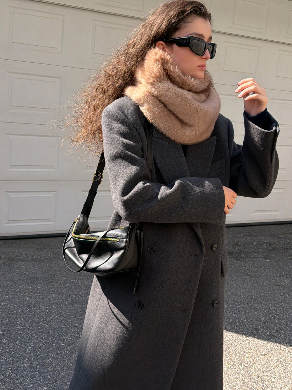 Double Tailored Long Coat Charcoal