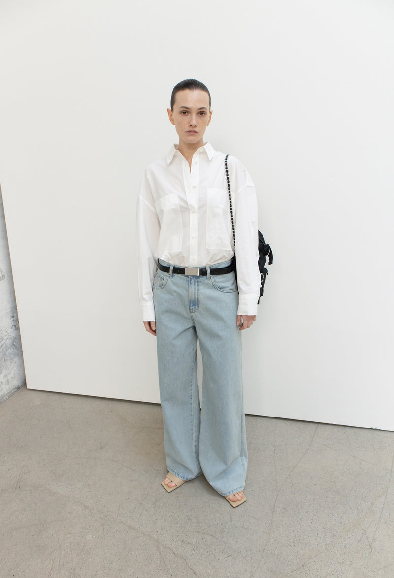 Big Pocket Over Shirt White
