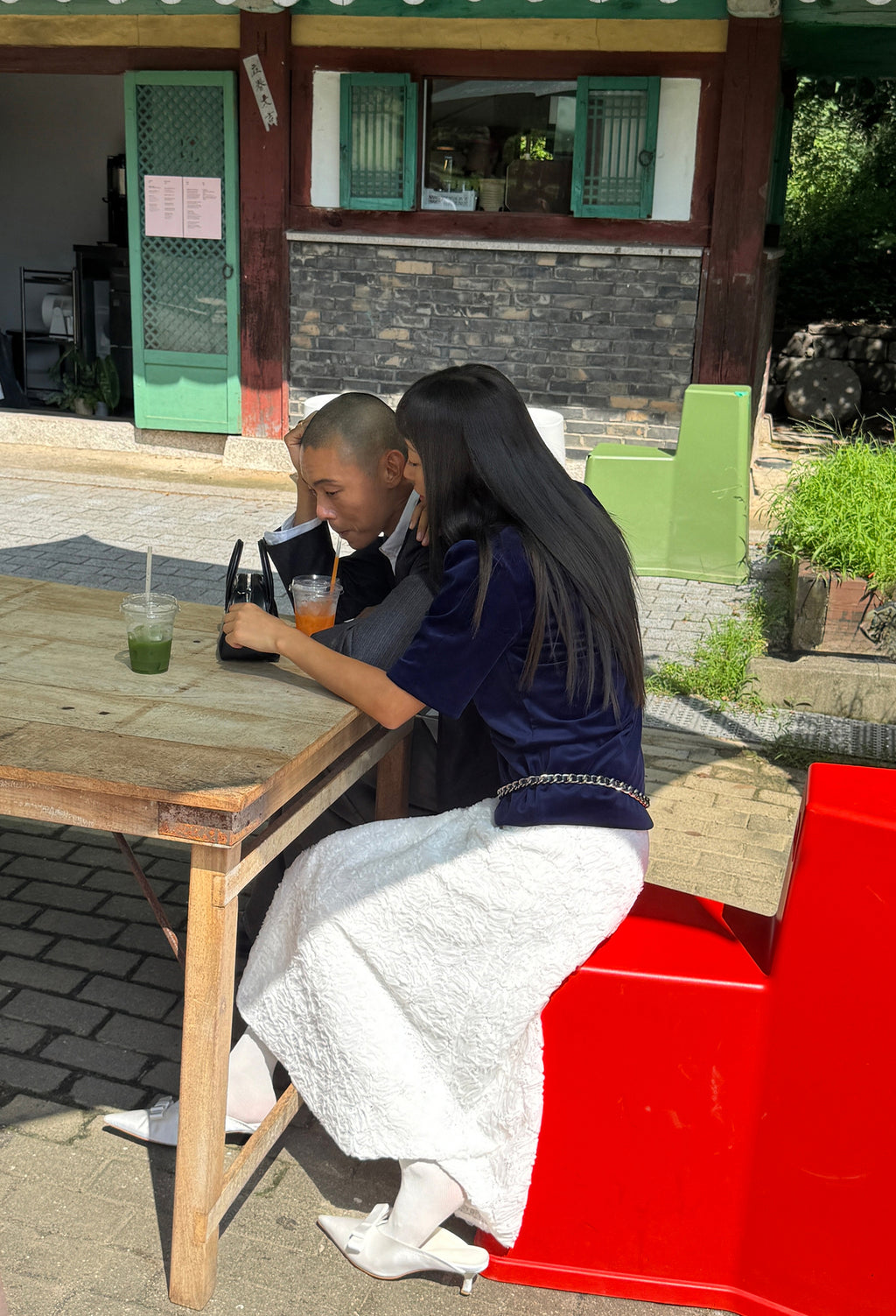 아플리케 레이스 스커트