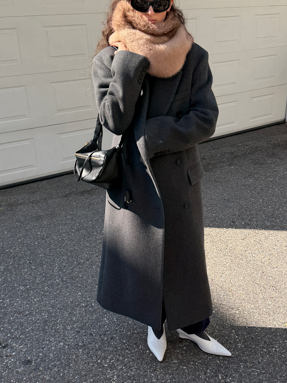 Double Tailored Long Coat Charcoal