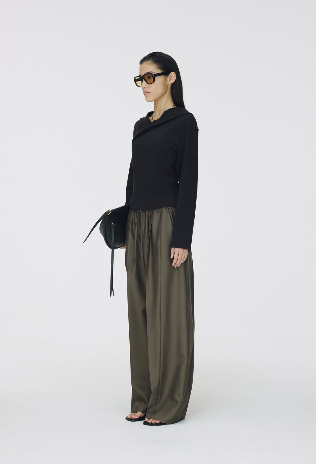 Draped Hooded Top