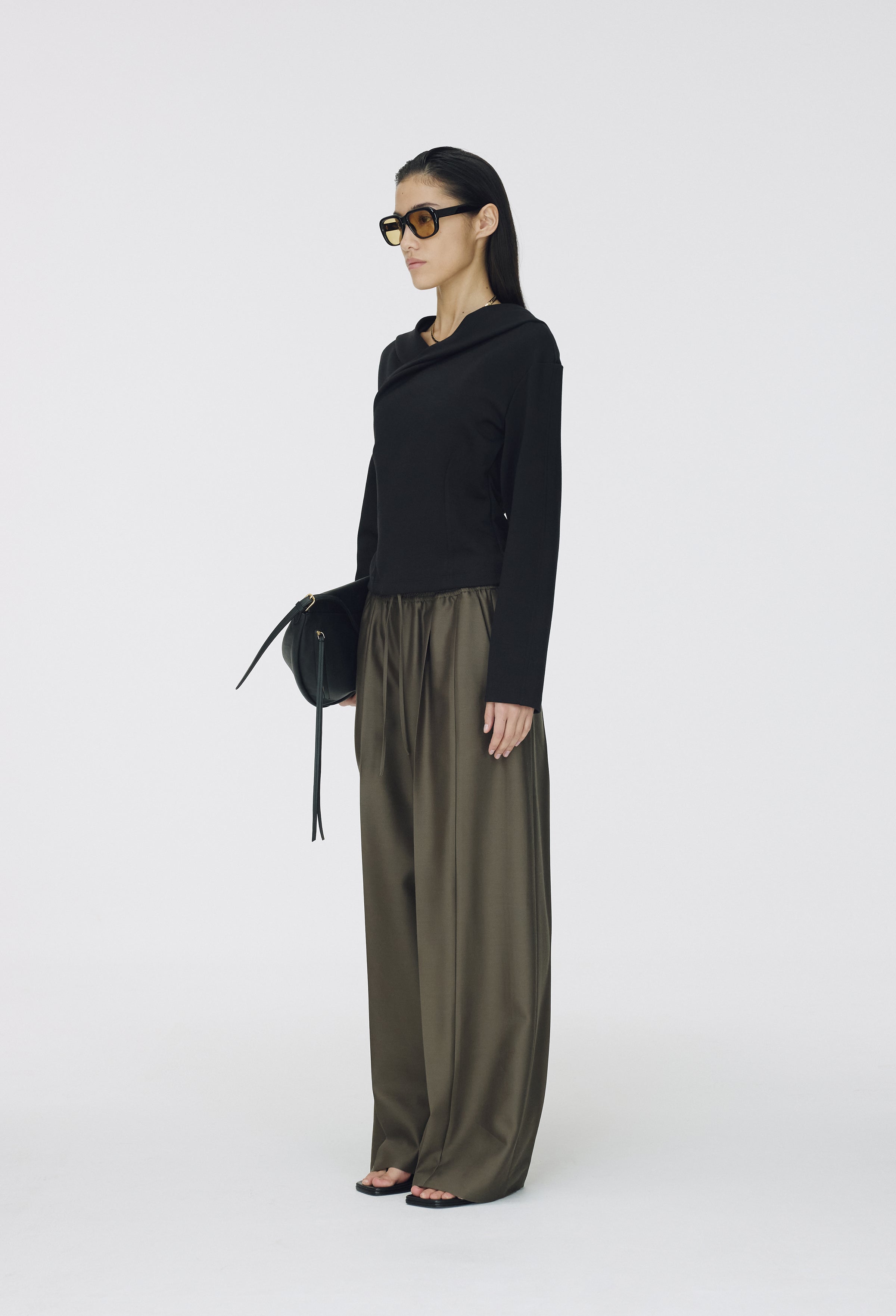 Draped Hooded Top