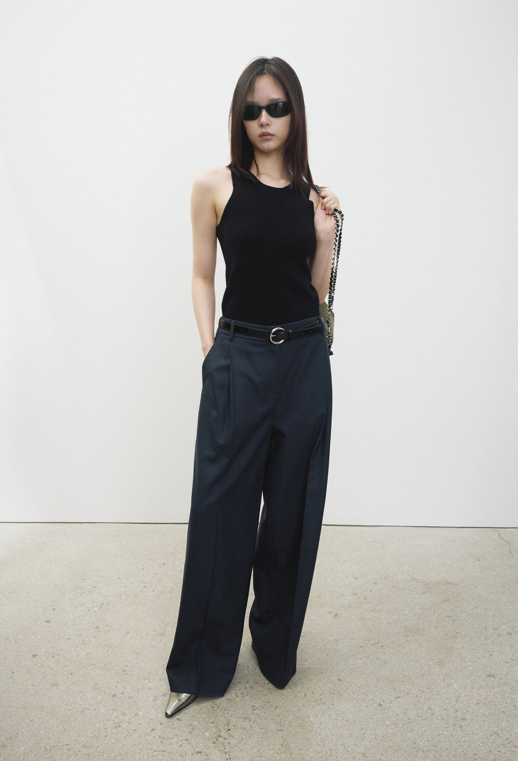 워셔블 울코튼 커브드 탑 블랙