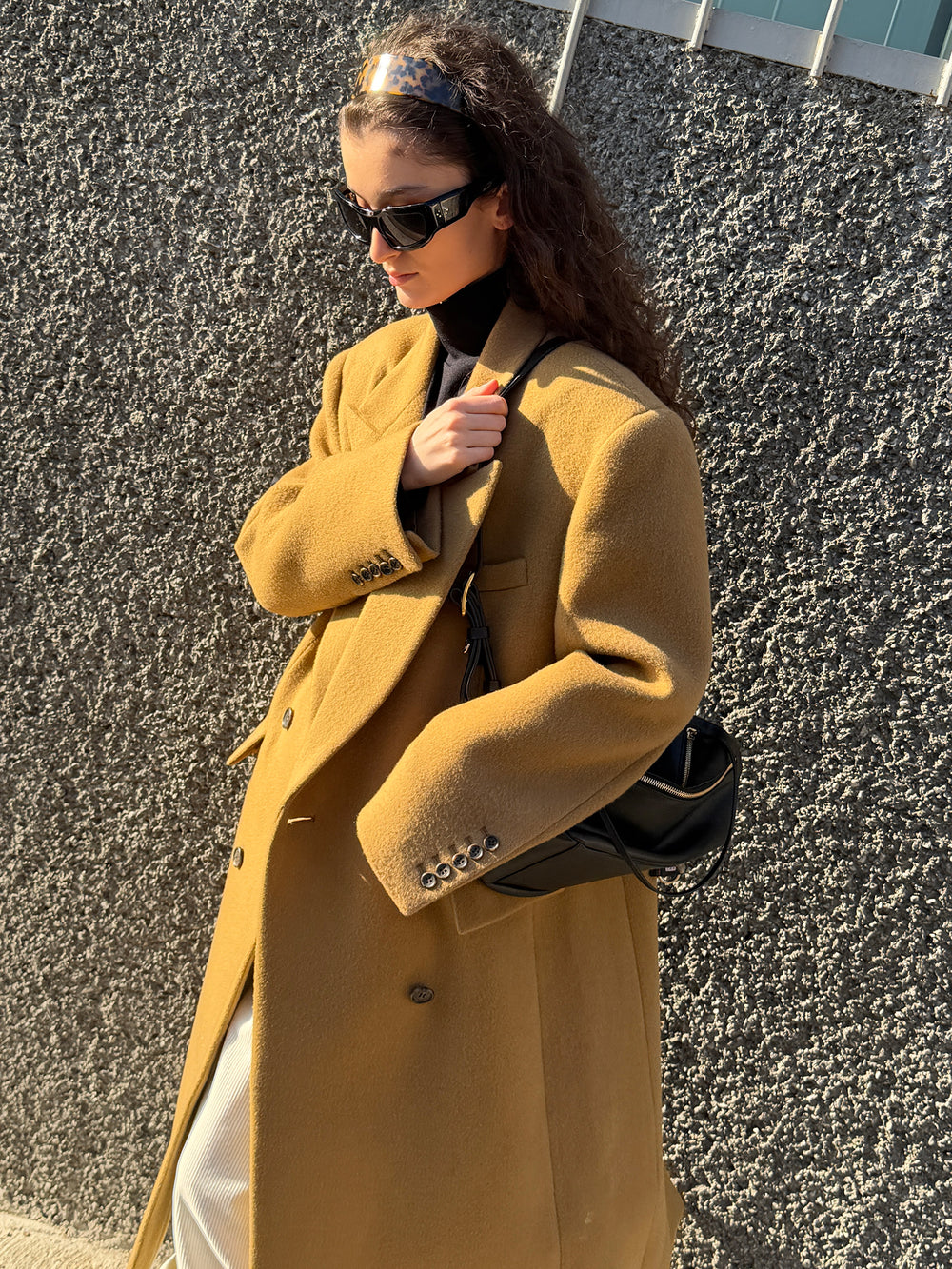 Double Tailored Long Coat Camel
