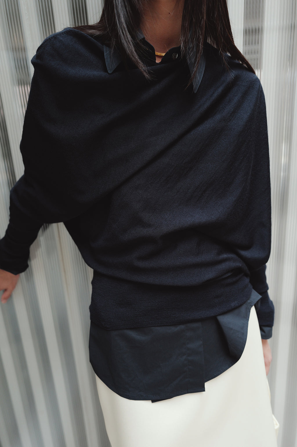 Washable 100% Wool Pullover Navy