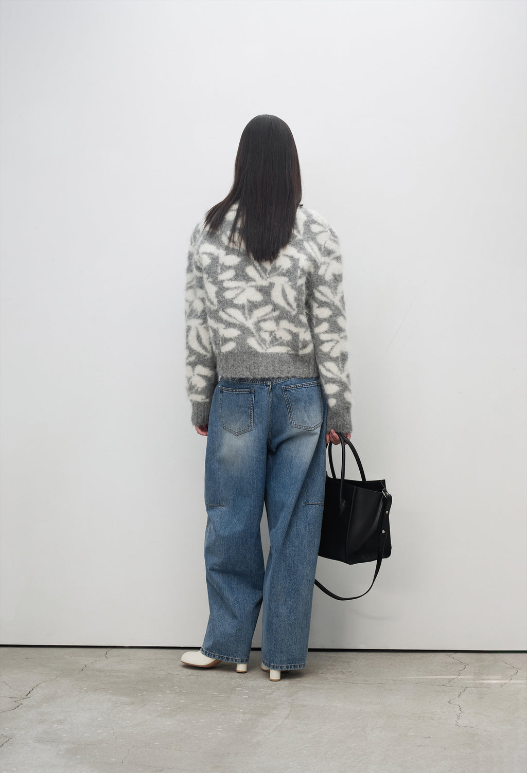 Alpaca Jacquard Cardigan Gray