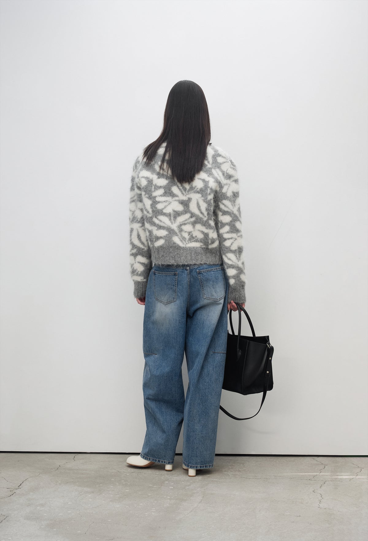 Alpaca Jacquard Cardigan Gray