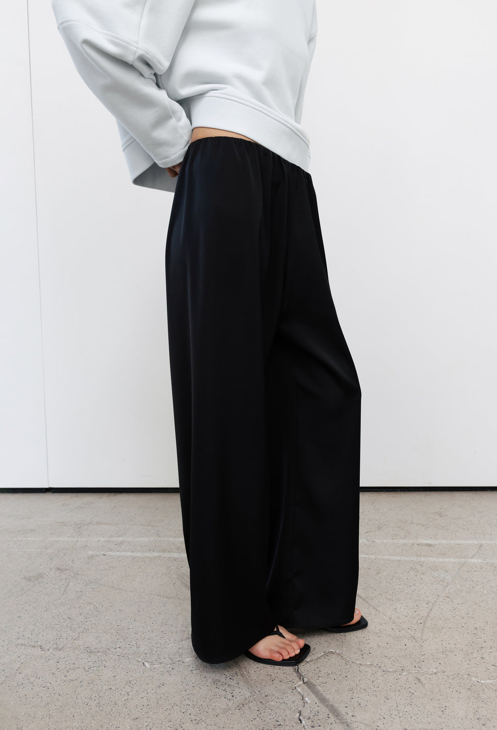 Satin Banding Pants Black