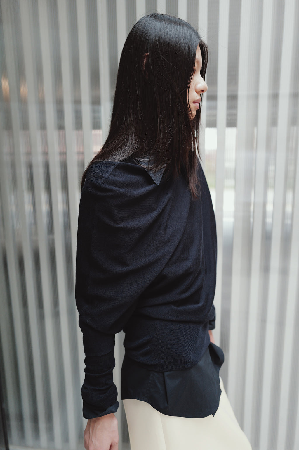 Washable 100% Wool Pullover Navy