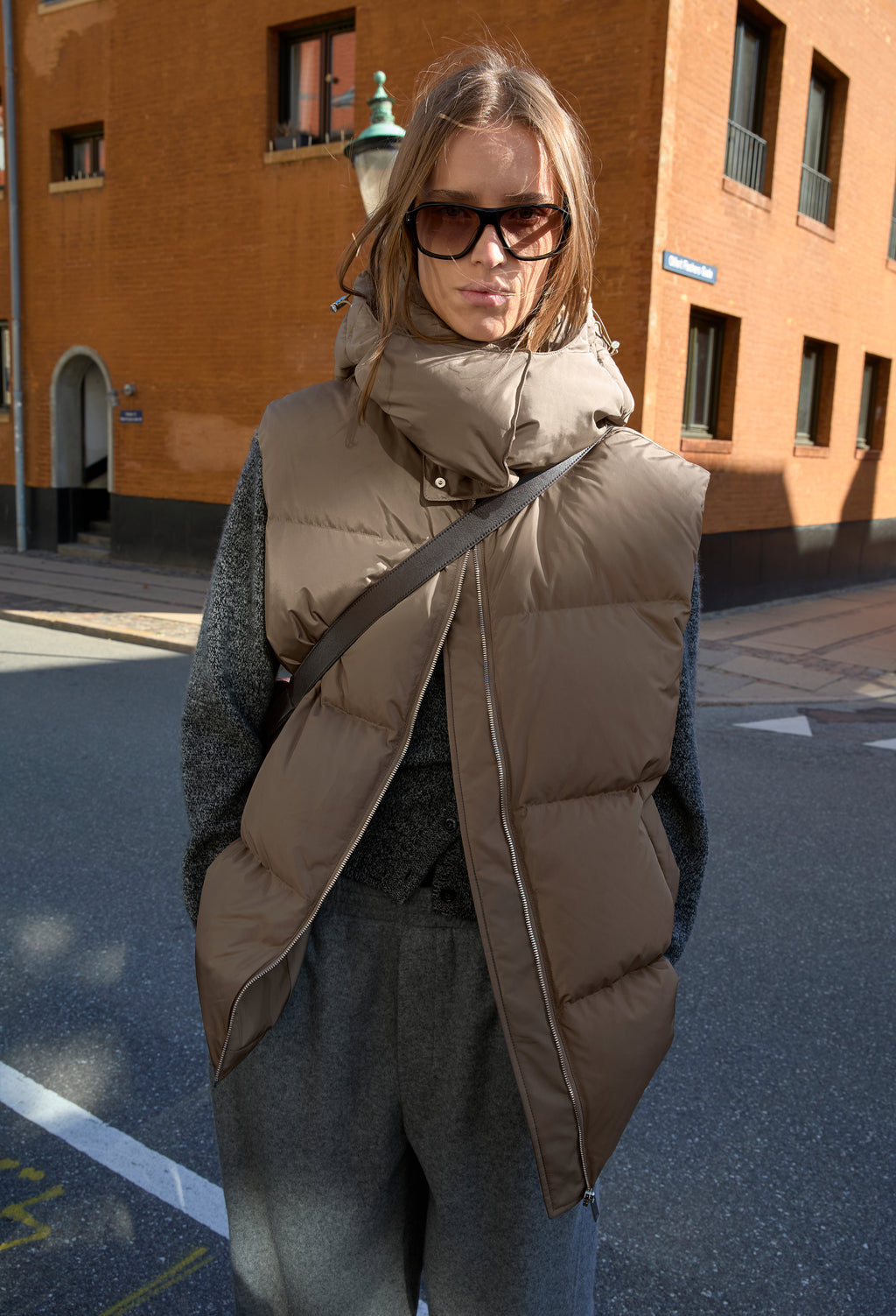 Hug Goose Down Vest Brown