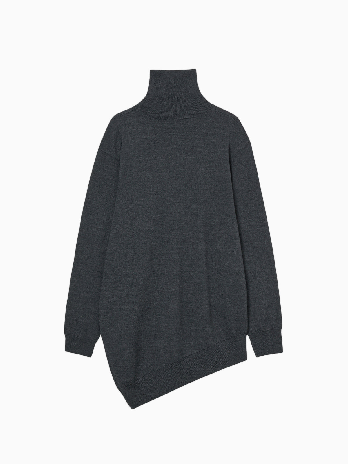 Wool Blend Turtleneck Knit Dark Gray
