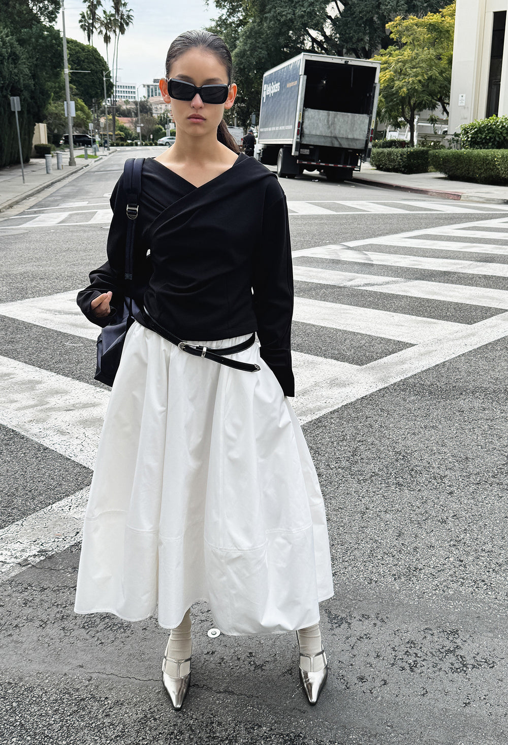 Draped Hooded Top