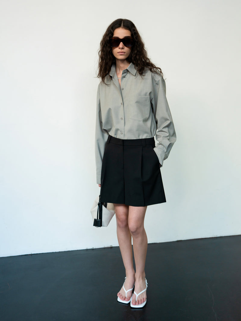 Clear Wool Shorts Black