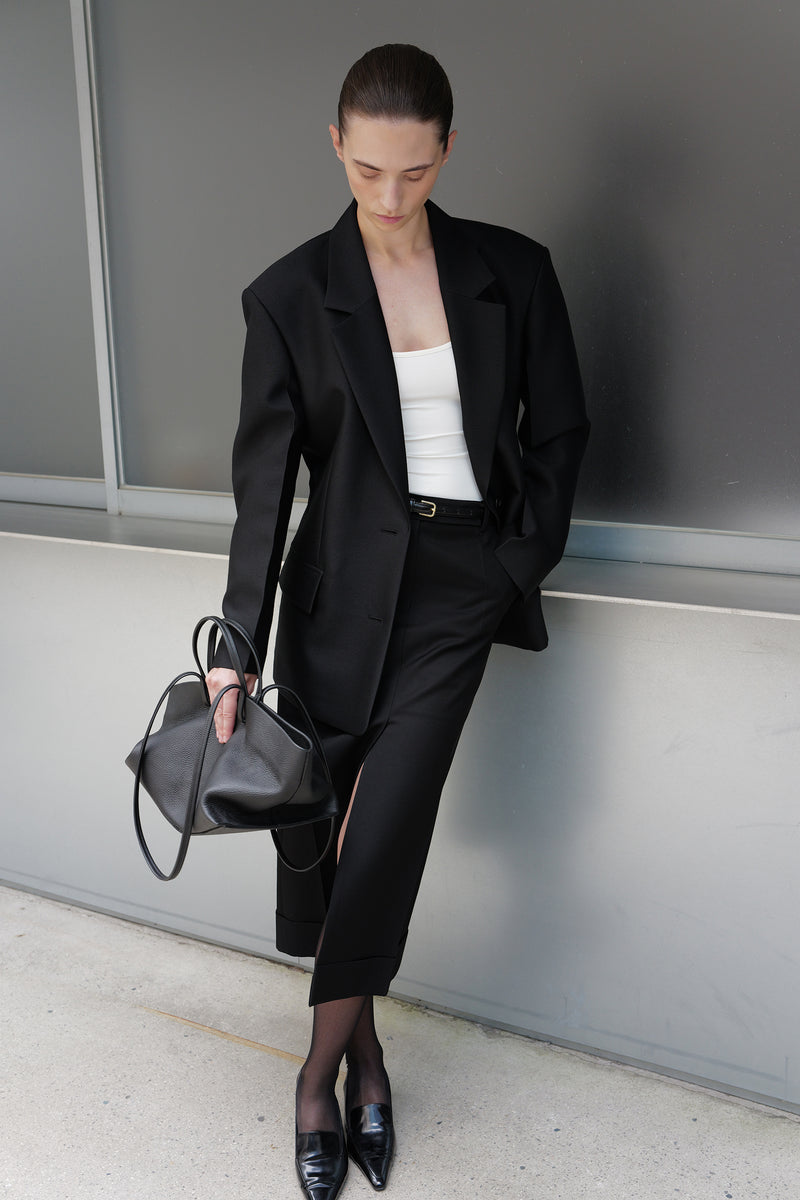 Wool Silk Blazer Black