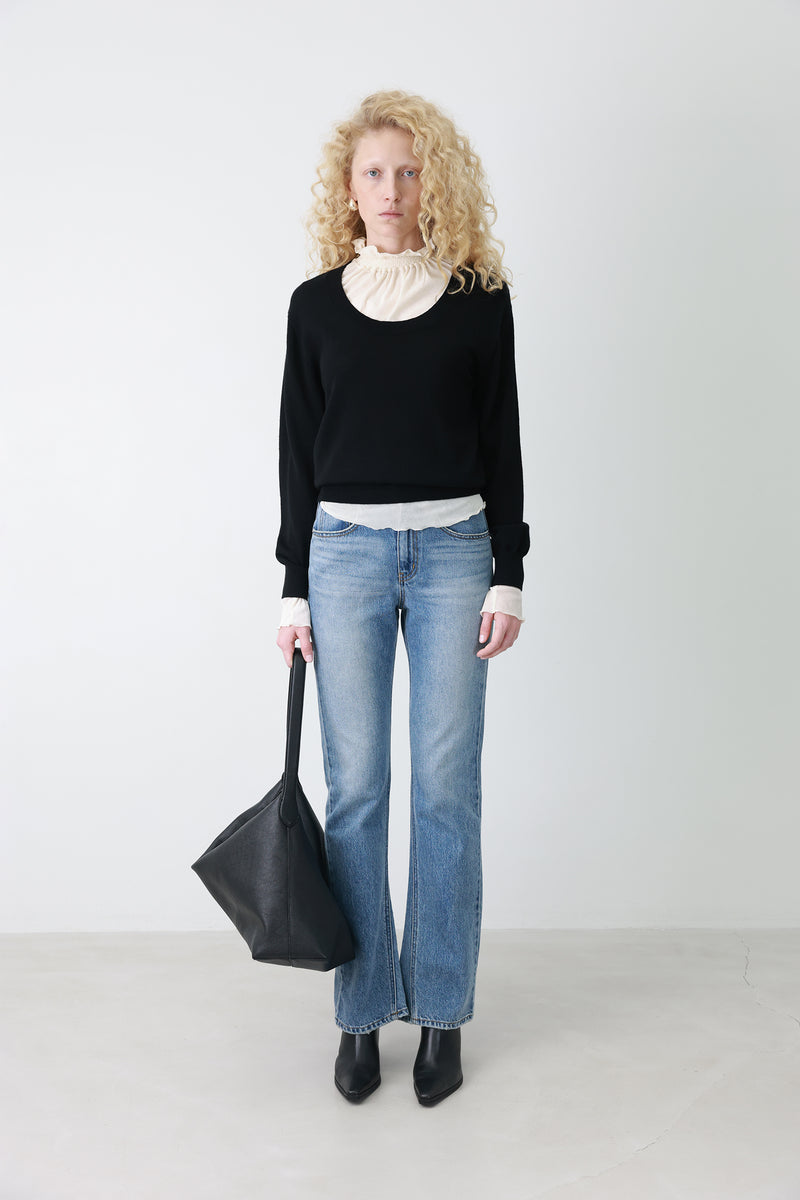 Velour Shirred Top Ivory